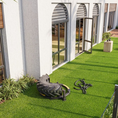 an outdoor fitness area