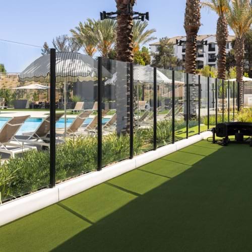 Outdoor fitness area at Montessa Heights apartments in Riverside County.